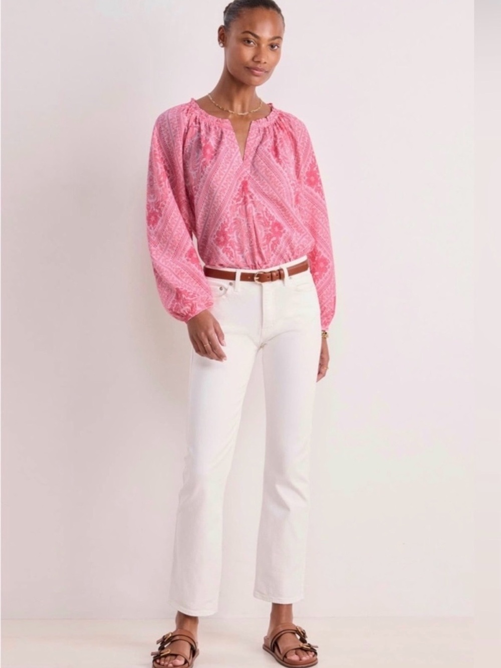 Vineyard Vines Pink Boho Blouse Top Medium Cotton Modal